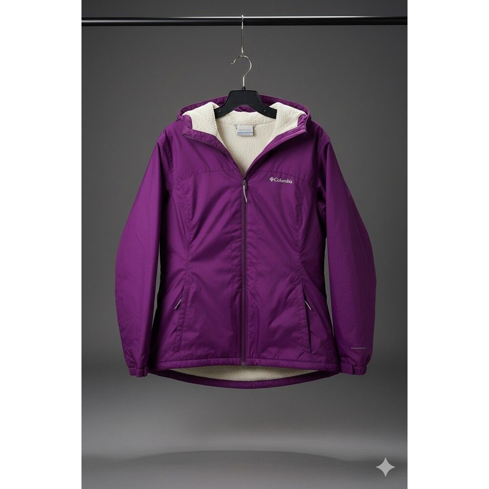 COLUMBIA Switchback Sherpa Jacket Women's large Lined Hooded Magenta Lightweight